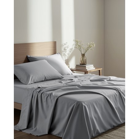 Σεντόνι Διπλό με Λάστιχο Unicolors - Medium Gray-5206482190085