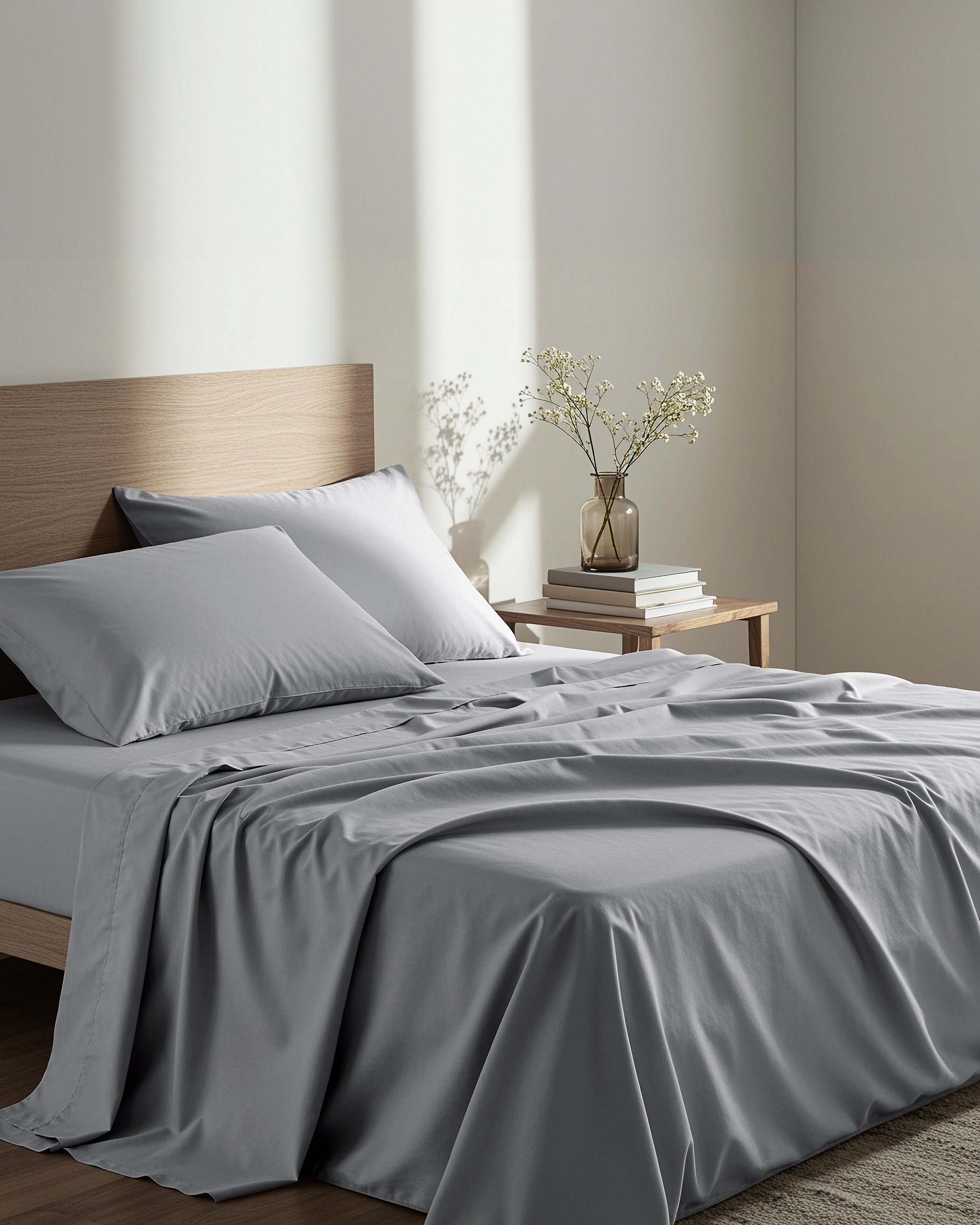Σεντόνι Διπλό με Λάστιχο Unicolors - Medium Gray-520648