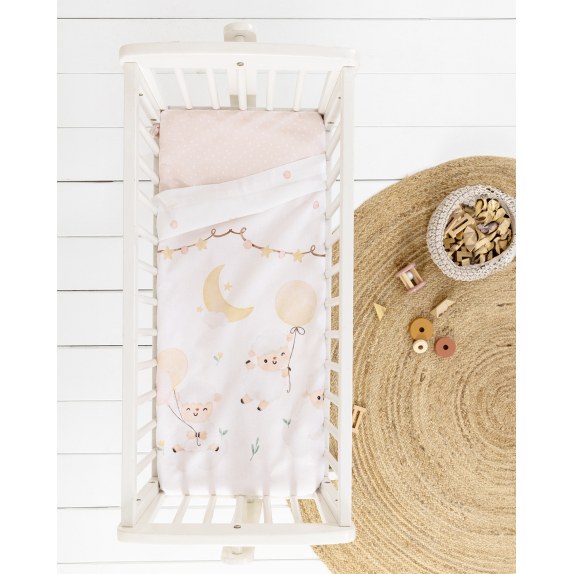 Σετ Σεντόνια Λίκνου 2 Τεμαχίων Nima Little Sheep Ροζ 70x110
