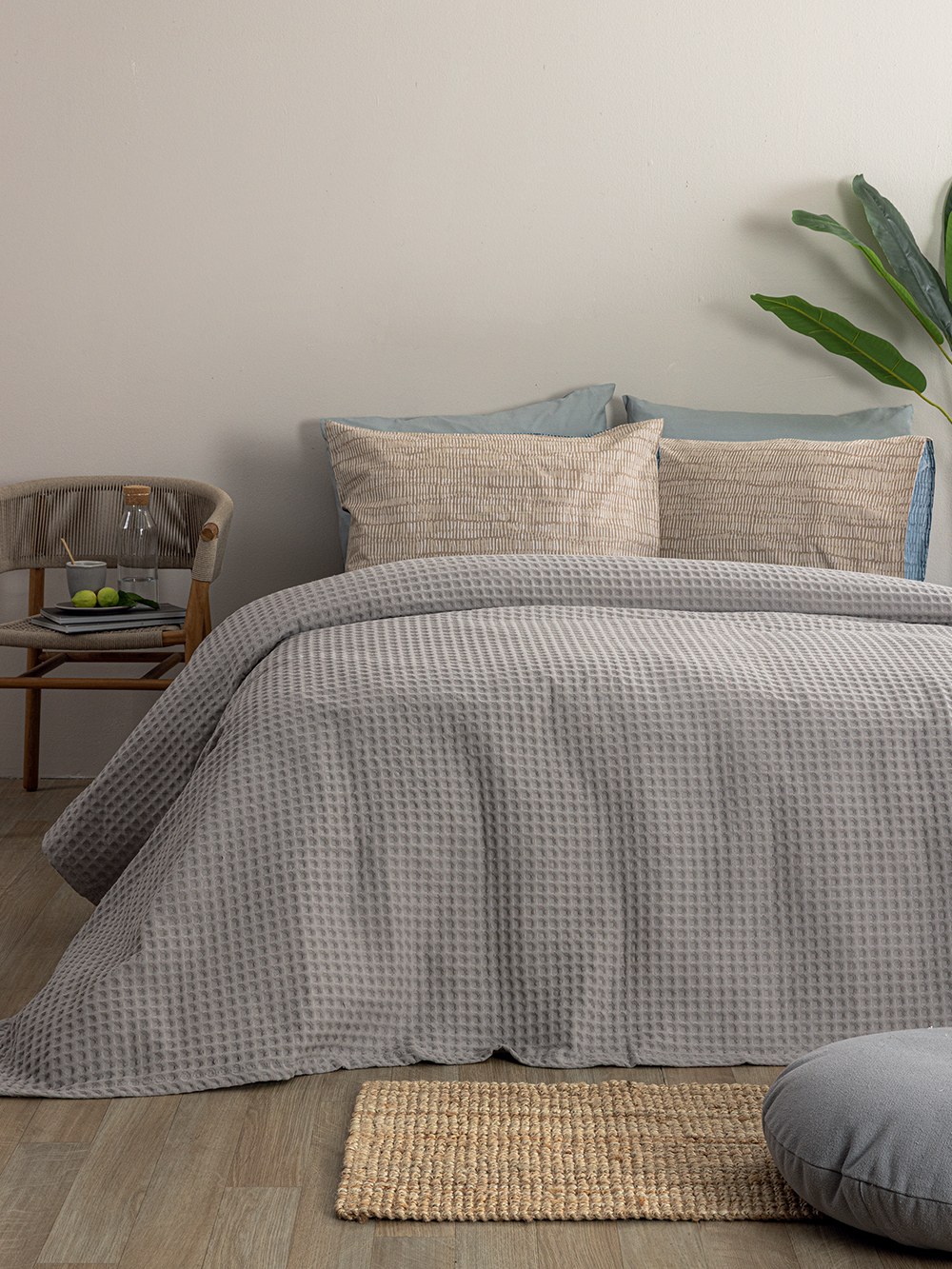 Κουβέρτα Πικέ Υπέρδιπλη Palamaiki Marcie Grey 250x240