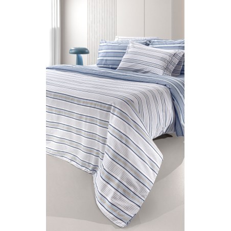 Σετ Σεντόνια King Size με Λάστιχο 4 Τεμαχίων Guy Laroche Pinstripe Denim 170x200+32