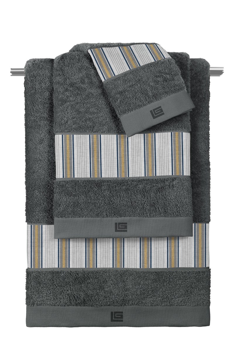 Σετ Πετσέτες 3 Τεμαχίων Guy Laroche Pinstripe Grey-Anth