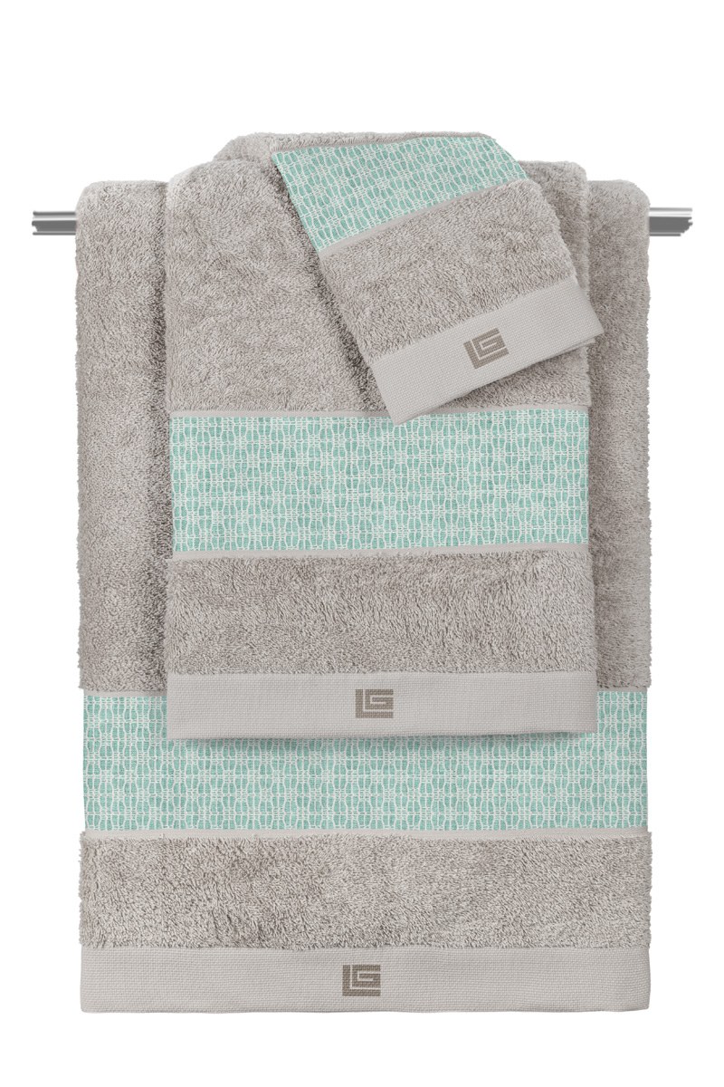 Σετ Πετσέτες 3 Τεμαχίων Guy Laroche Sandy Aqua-Silver 30x50,50x90,70x140