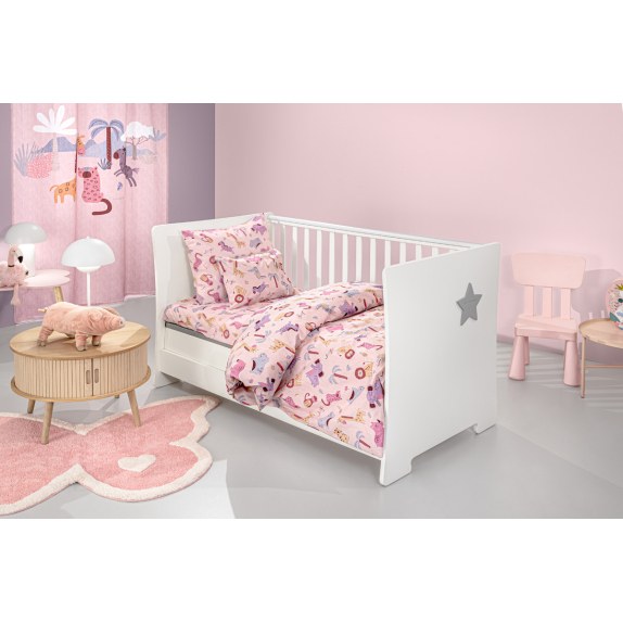 Σετ Σεντόνια Κούνιας Guy Laroche Bebe Jungle Pink 115x170