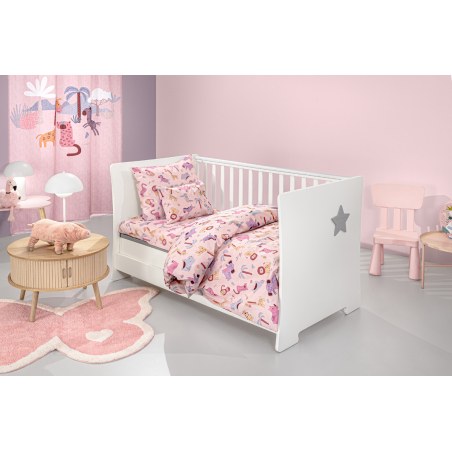 Σετ Σεντόνια Κούνιας Guy Laroche Bebe Jungle Pink 115x170