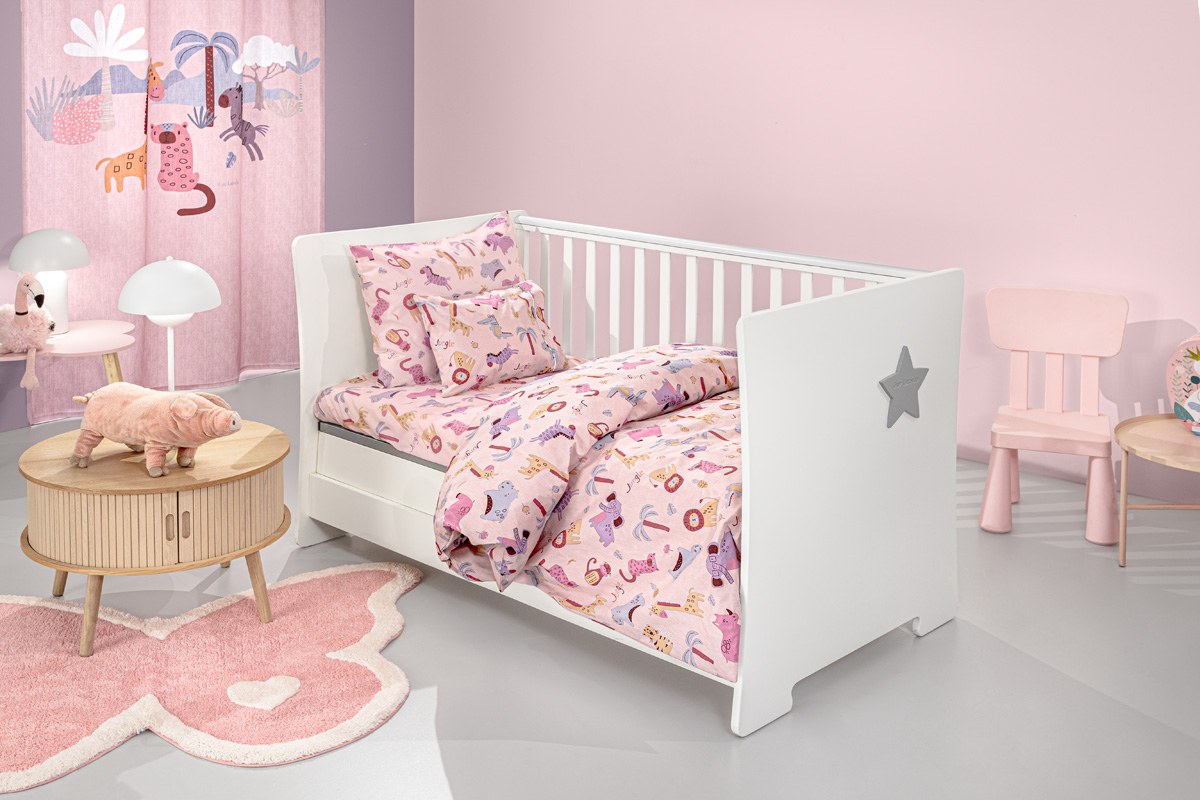 Σετ Σεντόνια Κούνιας Guy Laroche Bebe Jungle Pink 115x170