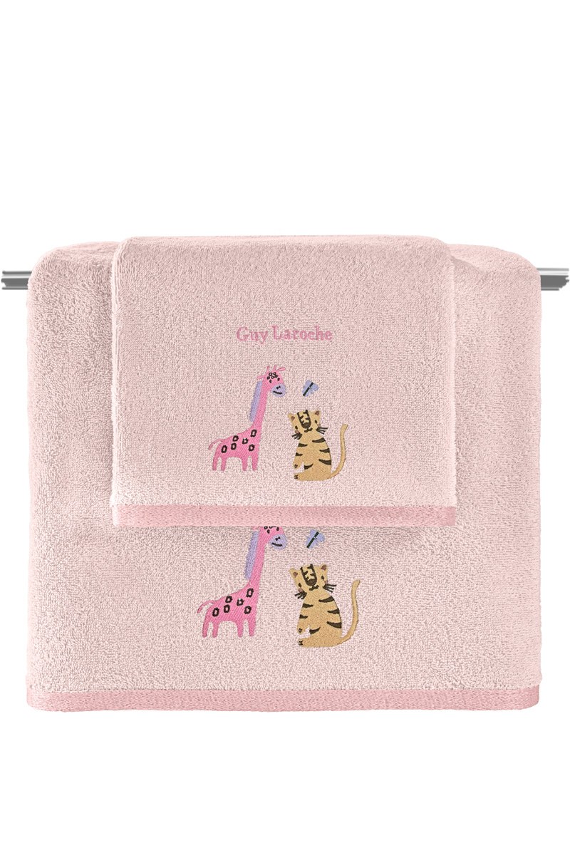 Σετ Βρεφικές Πετσέτες 2 Τεμαχίων Guy Laroche Bebe Jungle Pink 50x70,70x130