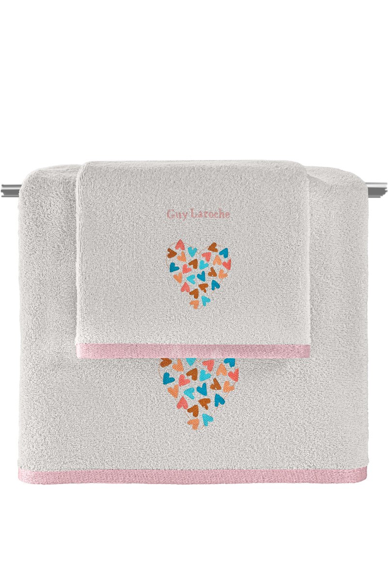 Σετ Βρεφικές Πετσέτες 2 Τεμαχίων Guy Laroche Bebe Amore Salmon-Silver 50x70,70x130