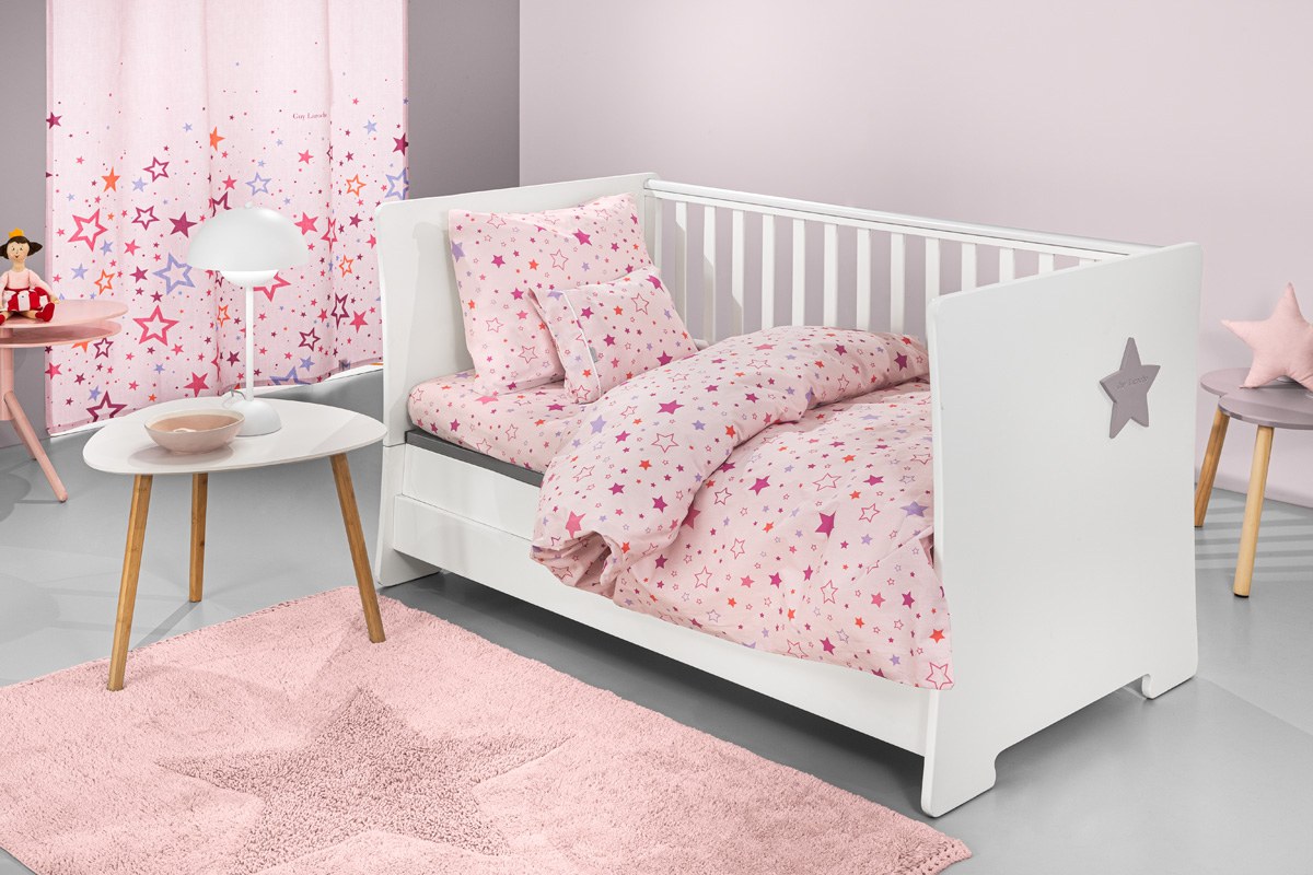 Σετ Σεντόνια Κούνιας Guy Laroche Bebe Starland Pink 115x170