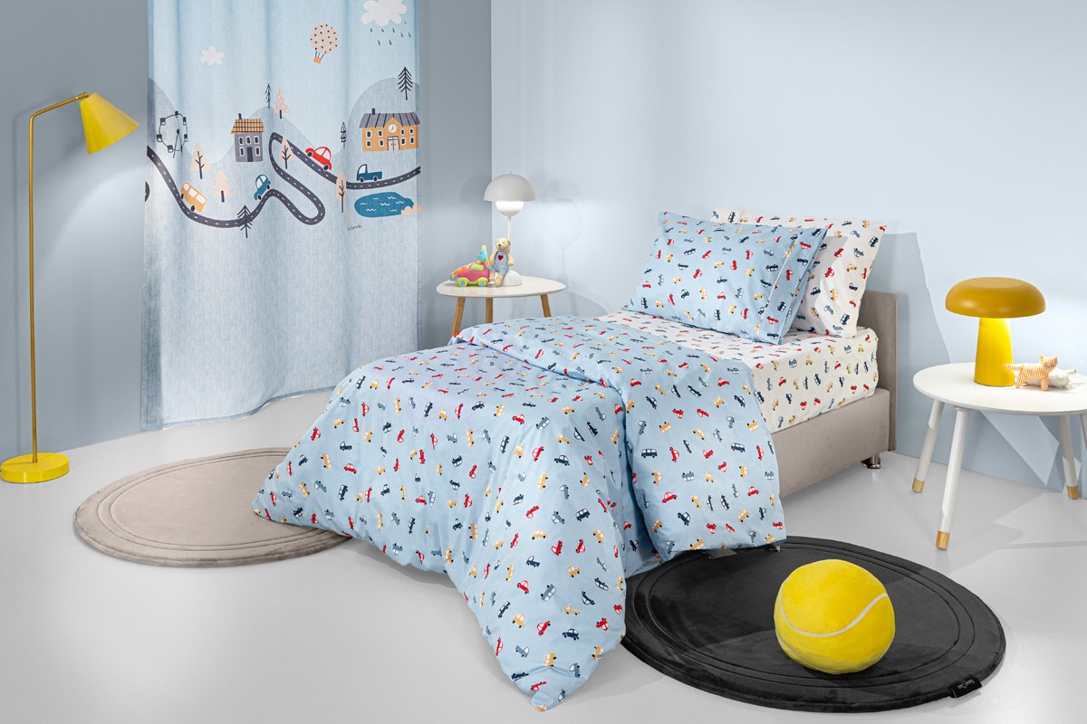 Σετ Παιδικά Σεντόνια Μονά με Λάστιχο 3 Τεμαχίων Guy Laroche Roadtrip Sky 100x200+25