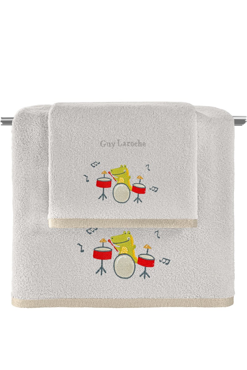 Σετ Βρεφικές Πετσέτες 2 Τεμαχίων Guy Laroche Bebe Band Natural-Silver 50x70,70x130