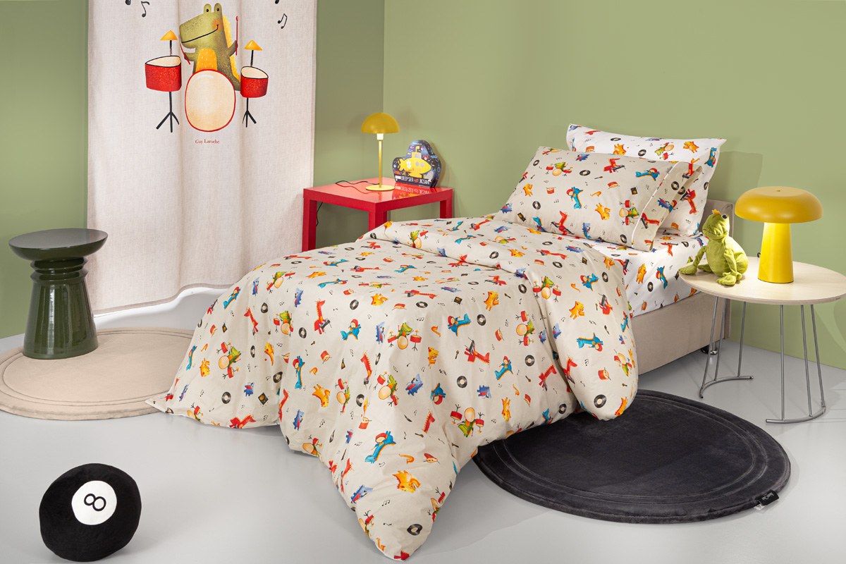 Σετ Παιδικά Σεντόνια Μονά 3 Τεμαχίων Guy Laroche Band Natural 165x250