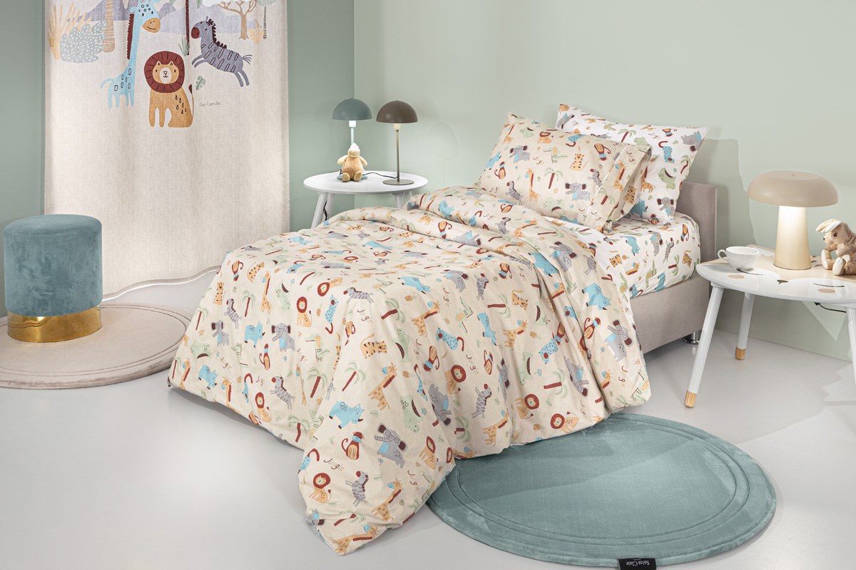 Σετ Παιδικά Σεντόνια Μονά 3 Τεμαχίων Guy Laroche Jungle Natural 165x250