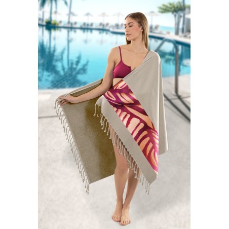 Πετσέτα Θαλάσσης Guy Laroche Pestemal 28 Beige 90x170