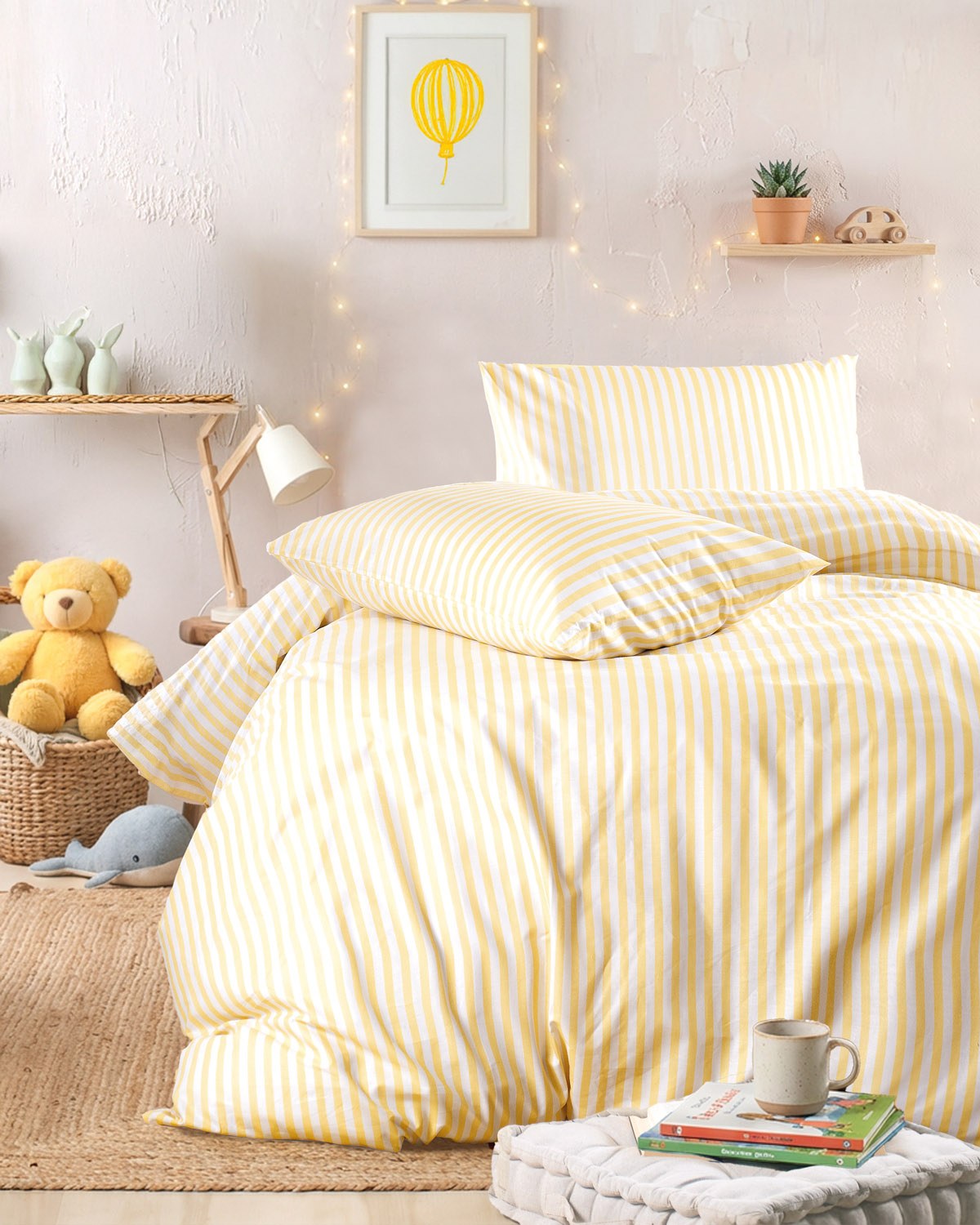 Σετ Παιδικά Σεντόνια Μονά με Λάστιχο 3 Τεμαχίων Rythmos Eloise Κίτρινο 105x205+25