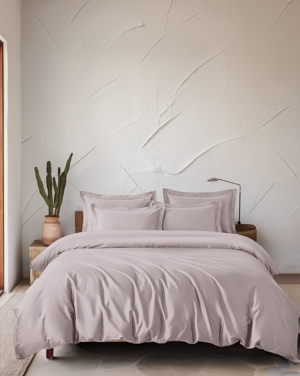 Σετ Παπλωματοθήκη Υπέρδιπλη 3 Τεμαχίων Rythmos Glacier Πούδρα 240x260