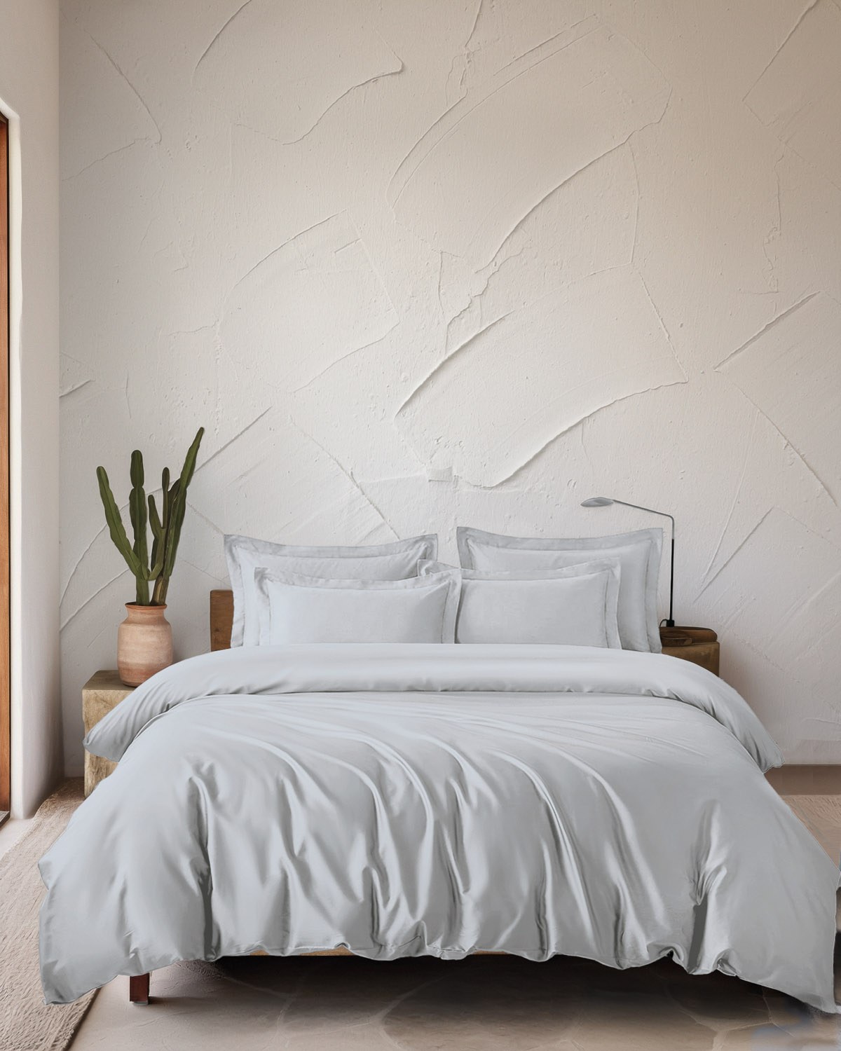 Σετ Παπλωματοθήκη Υπέρδιπλη 3 Τεμαχίων Rythmos Glacier Ασημί 240x260