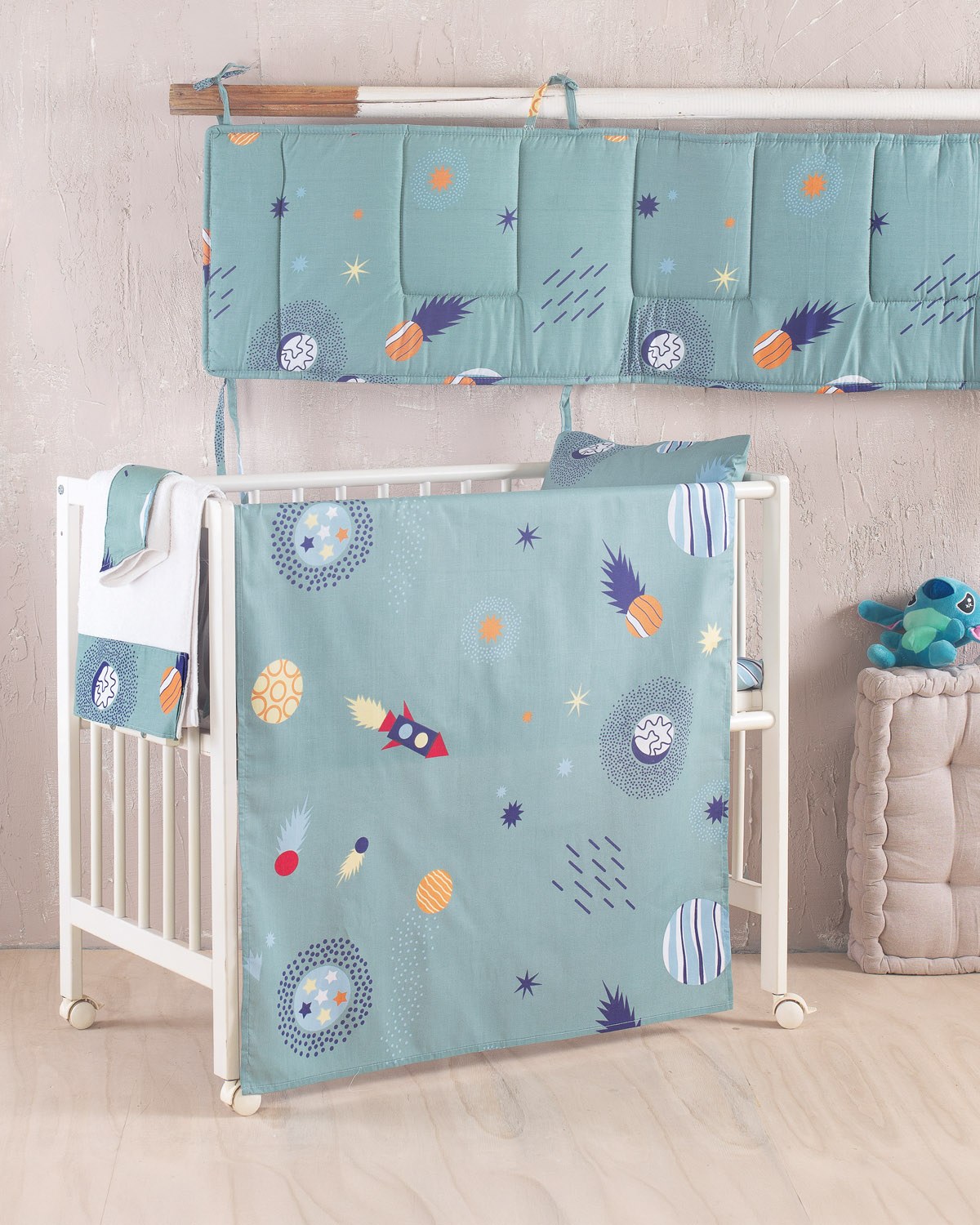 Σετ Παπλωματοθήκη Κούνιας 2 Τεμαχίων Rythmos Rocket Πράσινο 110x160