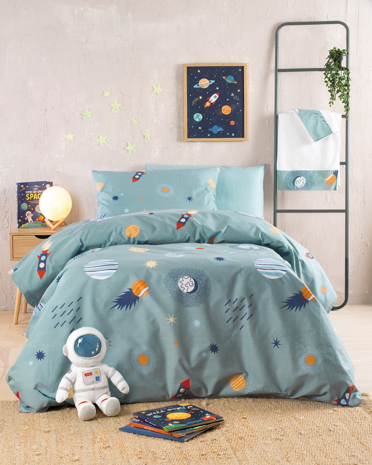 Σετ Παιδικά Σεντόνια Μονά 3 Τεμαχίων Rythmos Rocket Πράσινο 160x260