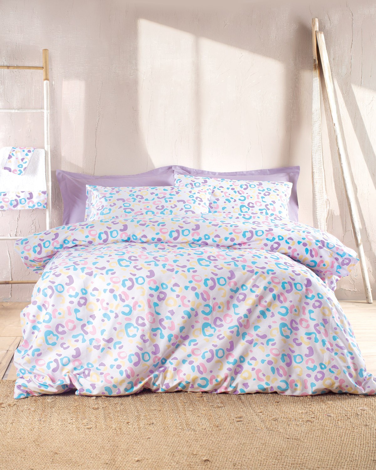 Σετ Παπλωματοθήκη Υπέρδιπλη 3 Τεμαχίων Rythmos Candy Λευκό 220x250