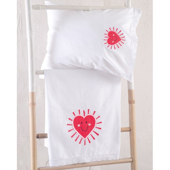 Σετ Σεντόνια Κούνιας 3 Τεμαχίων Rythmos Loveheart 100x160