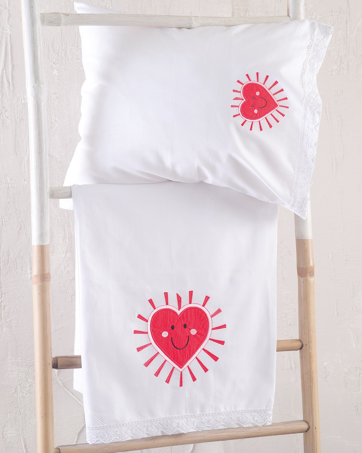 Σετ Σεντόνια Κούνιας 3 Τεμαχίων Rythmos Loveheart 100x160