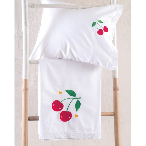 Σετ Σεντόνια Κούνιας 3 Τεμαχίων Rythmos Cherries 100x160
