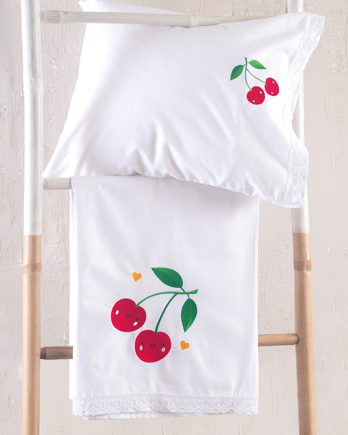 Σετ Σεντόνια Κούνιας 3 Τεμαχίων Rythmos Cherries 100x160