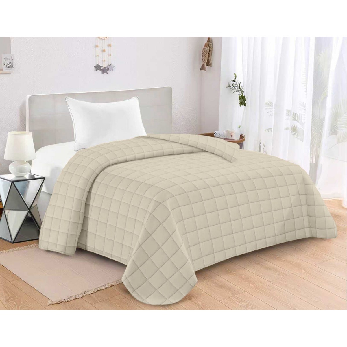 Κουβερλι Καπιτονε King Size 240Χ260 Adam Home Antel Cream