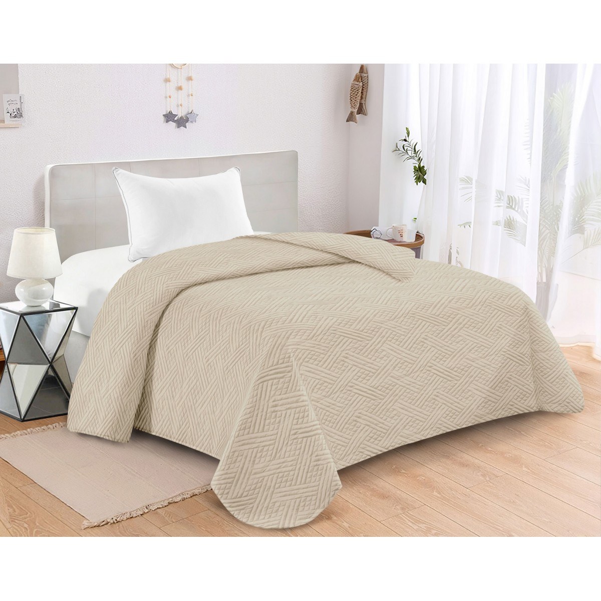 Κουβερλι Microfiber Υπερδιπλο 220X240 Adam Home Gloria Cream