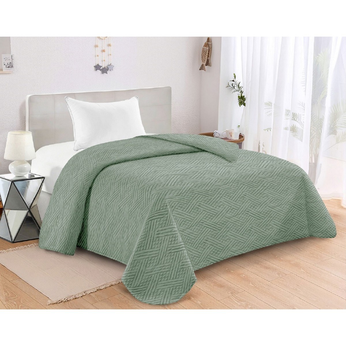 Κουβερλι Microfiber Υπερδιπλο 220X240 Adam Home Gloria Green