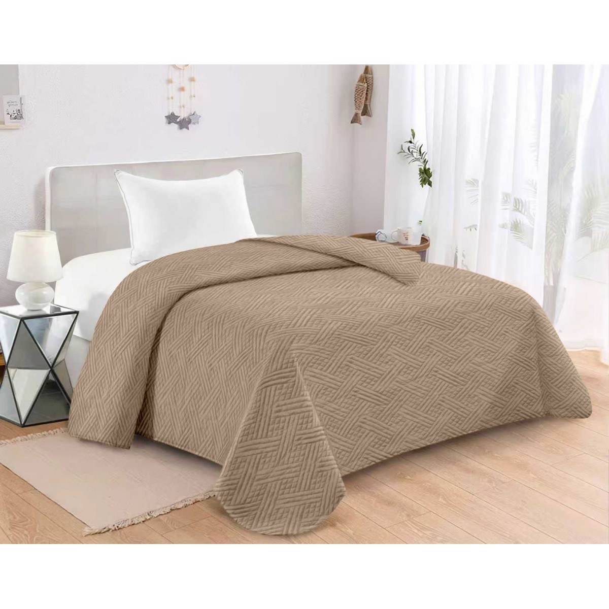 Κουβερλι Microfiber Υπερδιπλο 220X240 Adam Home Gloria Mocha