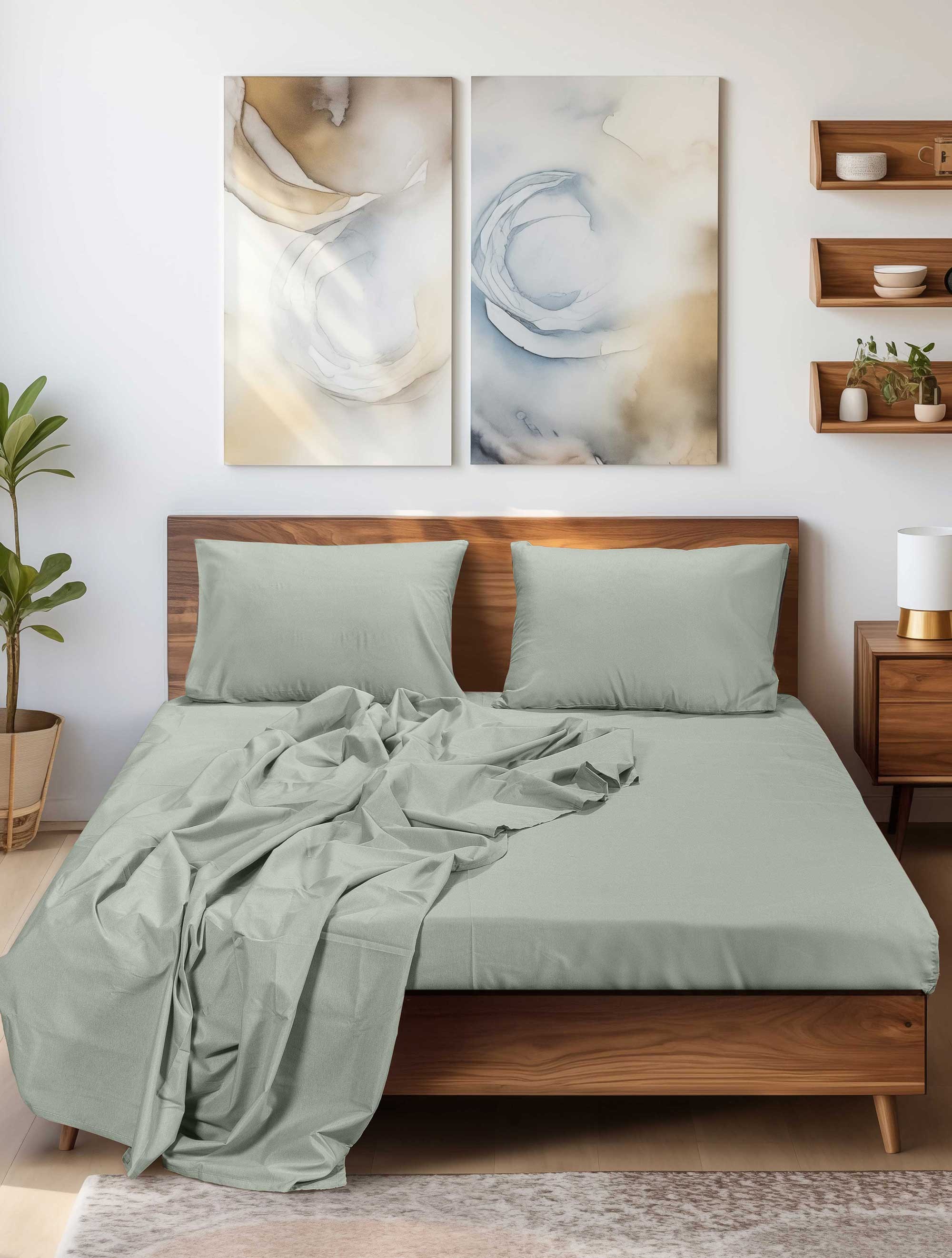 Σεντόνι Υπέρδιπλο με Λάστιχο Madi Sleek Mint Μέντα 160x200+35