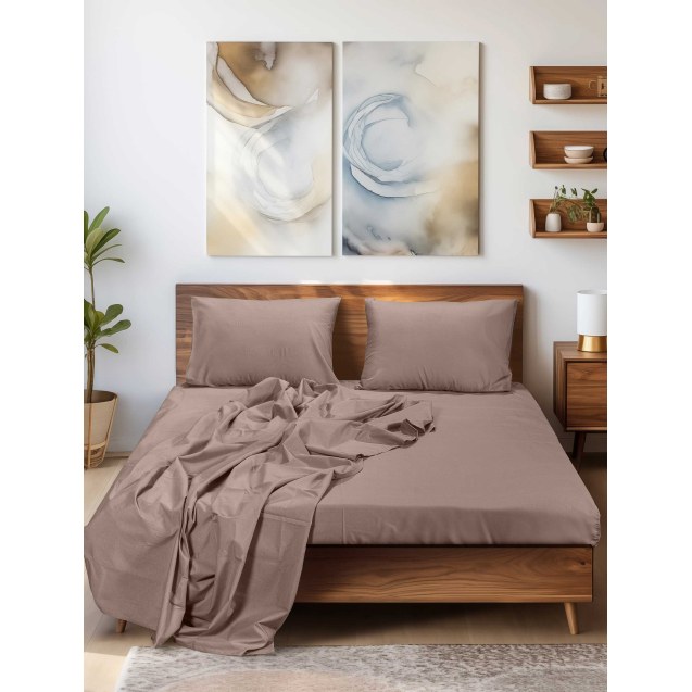 Σεντόνι Υπέρδιπλο Madi Sleek Brown Καφέ 240x260