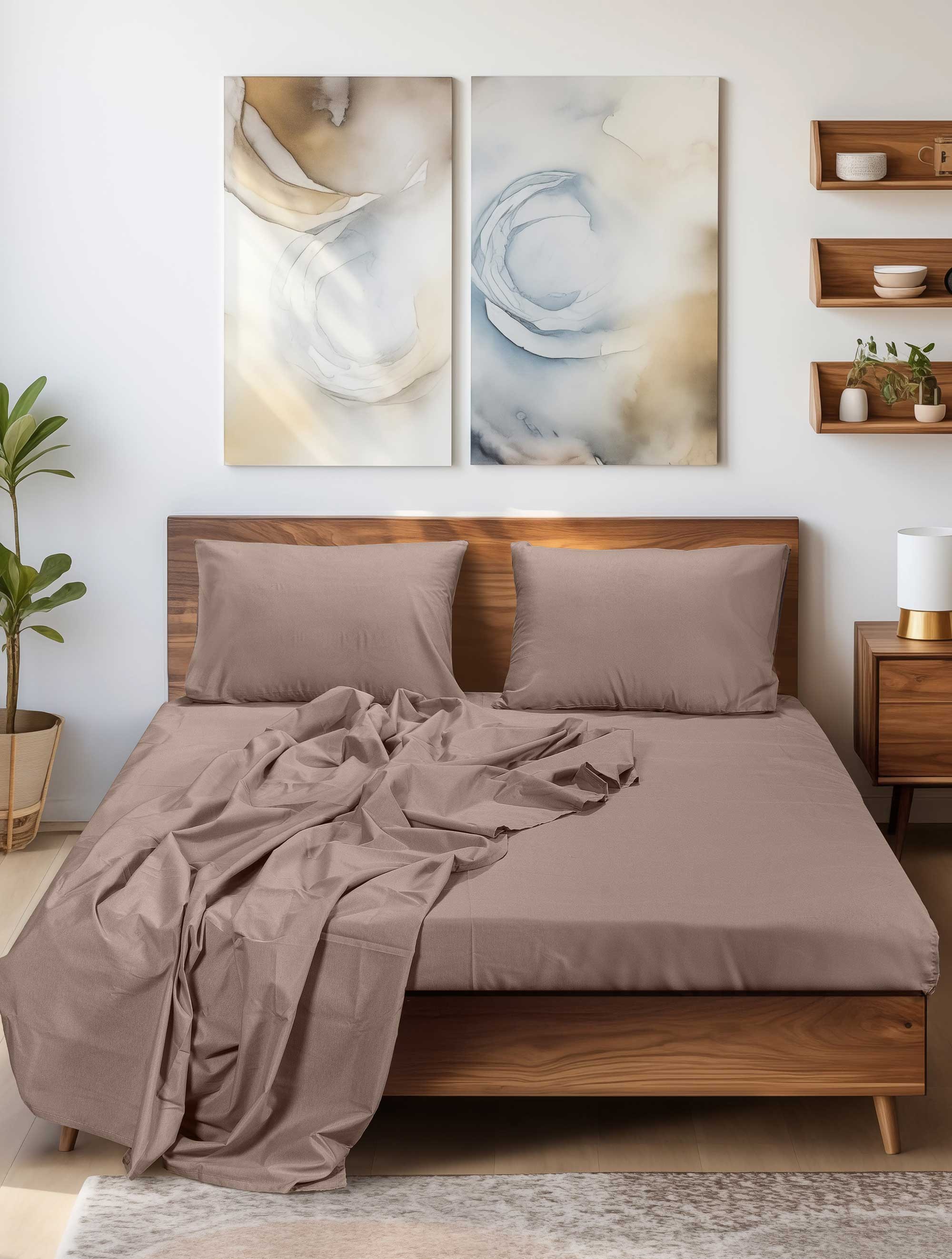 Σεντόνι Υπέρδιπλο με Λάστιχο Madi Sleek Brown Καφέ 160x200+35