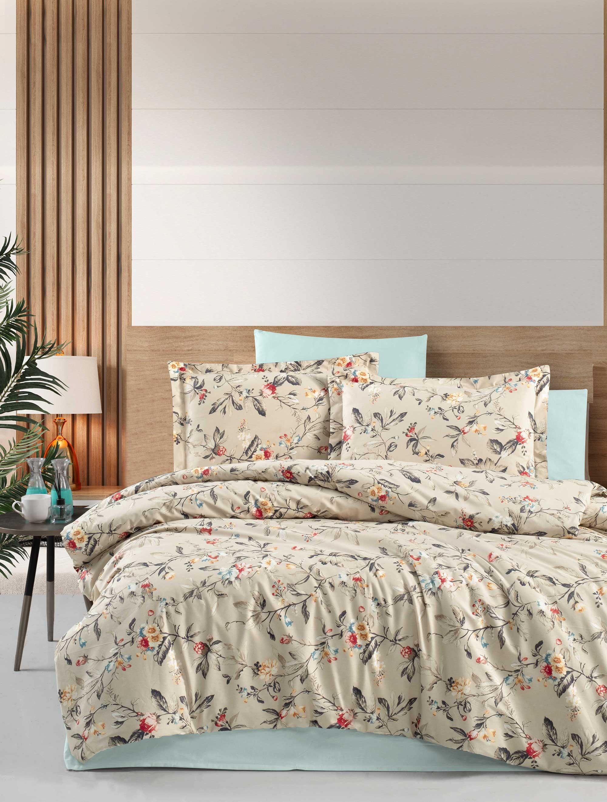 Σετ Παπλωματοθήκη Υπέρδιπλη 3 Τεμαχίων Madi Eden Καφέ 220x240