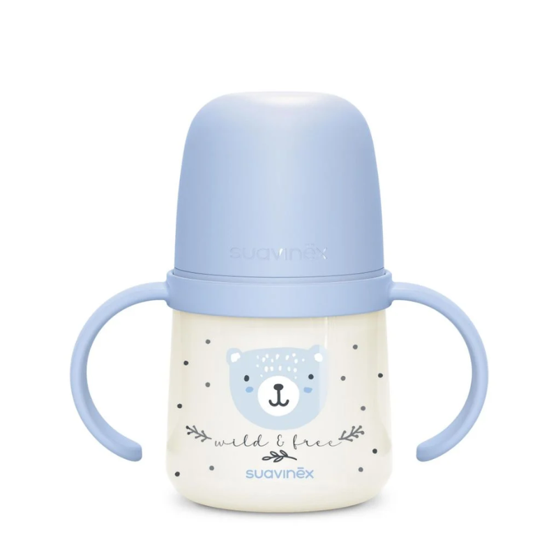 Μπουκάλι Εκπαιδευτικό Suavinex Με Λαβές Night & Day Wild Blue +6m 150ml BR79813