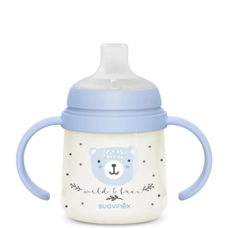 Μπουκάλι Εκπαιδευτικό Suavinex Με Λαβές Night & Day Wild Blue +6m 150ml BR79813