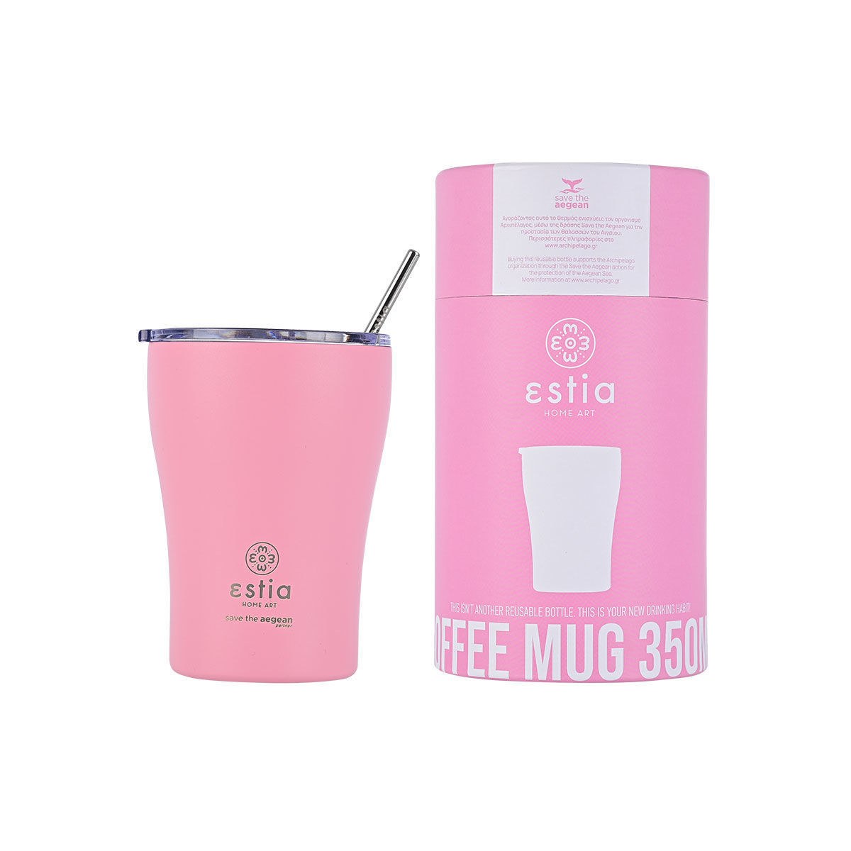 Estia Estia Θερμός Coffee Mug Save The Aegean 350Ml Blossom Rose