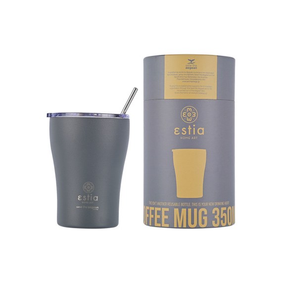 Estia Θερμός Coffee Mug Save The Aegean 350Ml Fjord Grey