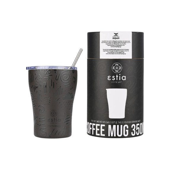 Estia Θερμός Coffee Mug Save The Aegean 350Ml Noir Echo