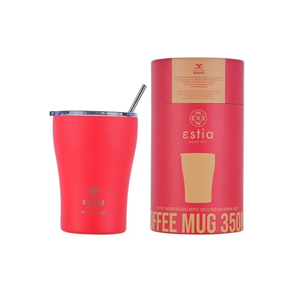 Estia Θερμός Coffee Mug Save The Aegean 350Ml Scarlet Red