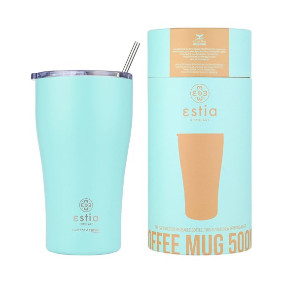 Estia Θερμός Coffee Mug Save The Aegean 500Ml Bermuda Green