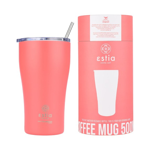 Estia Θερμός Coffee Mug Save The Aegean 500Ml Fusion Coral