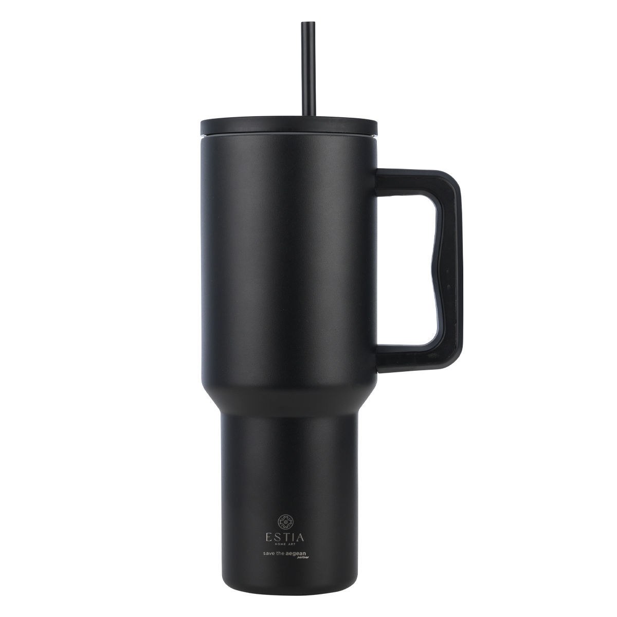 Estia Θερμός Straw Tumbler Xl Save The Aegean 1200Ml Midnight Black