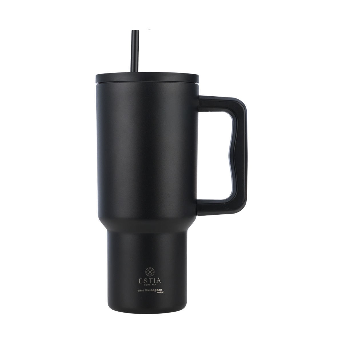 Estia Θερμός Straw Tumbler Xl Save The Aegean 900Ml Midnight Black