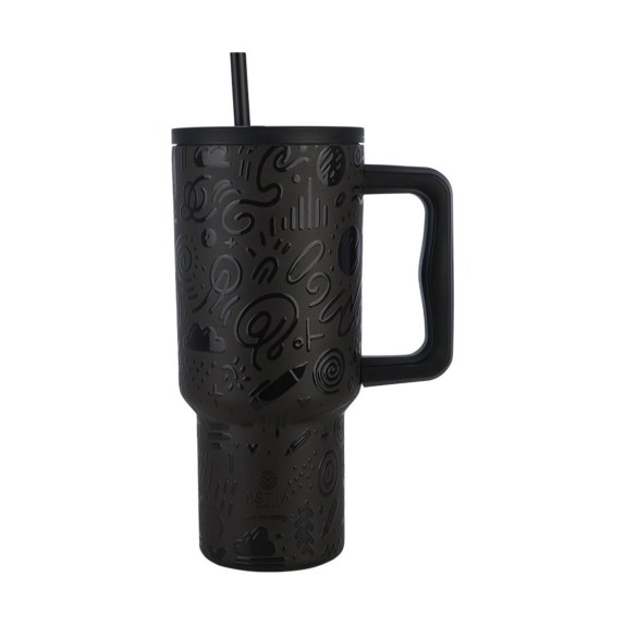 Estia Θερμός Straw Tumbler Xl Save The Aegean 900Ml Noir...