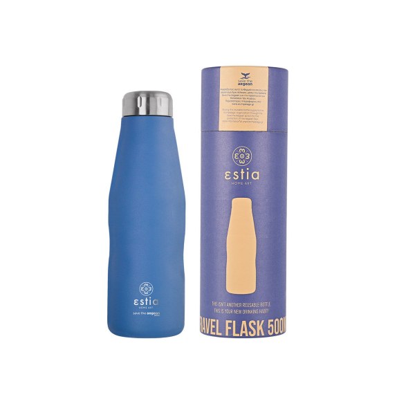 Estia Θερμός Travel Flask Save The Aegean 500Ml Denim Blue