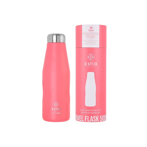 Estia Θερμός Travel Flask Save The Aegean 500Ml Fusion Coral