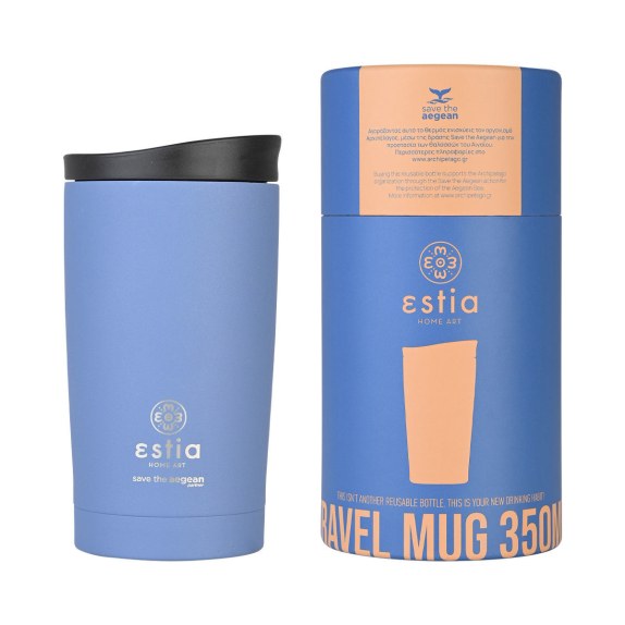 Estia Θερμός Travel Mug Save The Aegean 350Ml Denim Blue